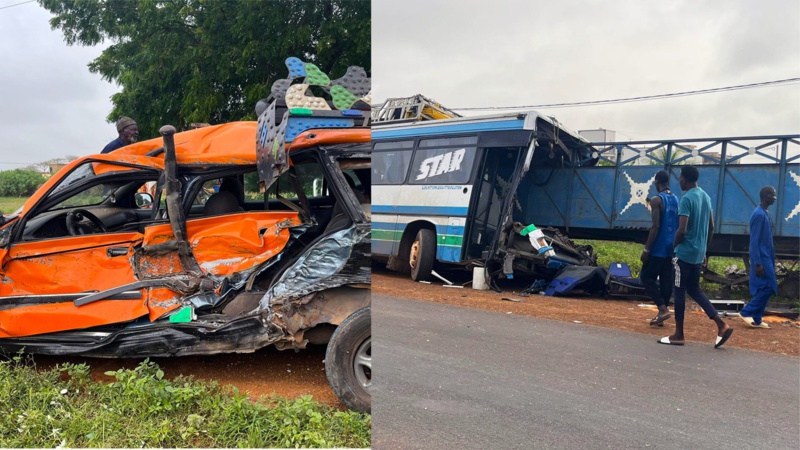 Accident mortel à Louga : Un décès et vingt-quatre blessés dans une collision entre un bus et un camion