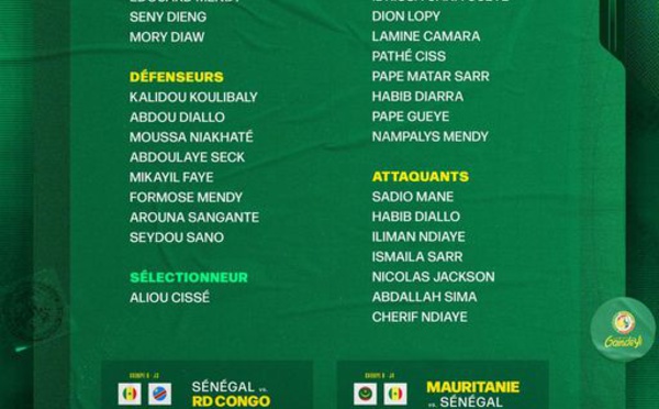 Annonce des 26 joueurs sélectionnés par Aliou Cissé pour les qualifications à la Coupe du Monde 2026